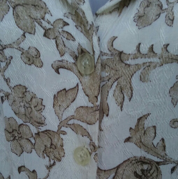 Vintage Pinup Retro Rose Floral Gold 1990s Blouse - Picture 5 of 8